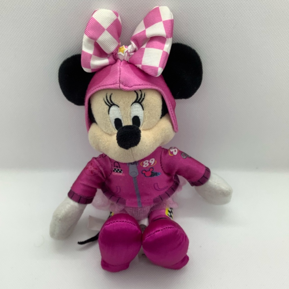 Disney Store Minnie Mouse in Pink Racing Suit Stuffed Animal Plush